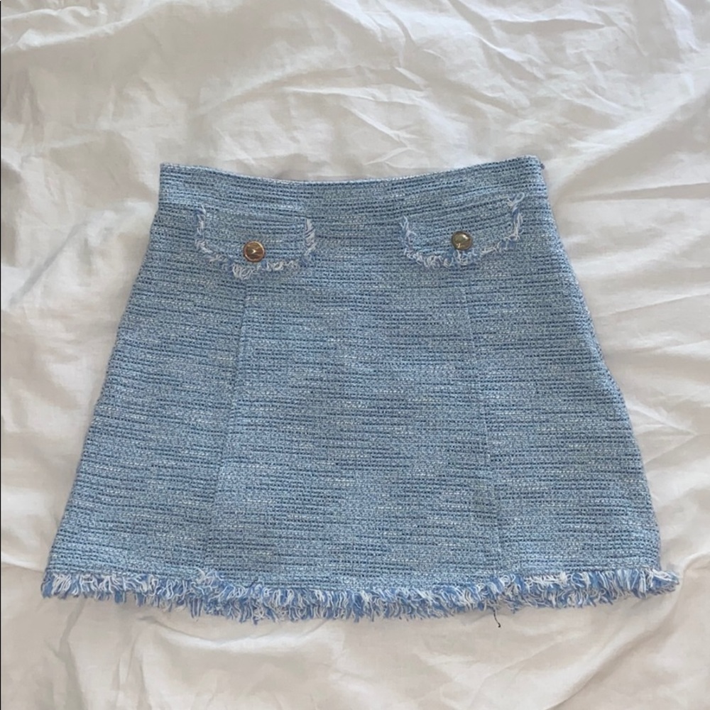 BABY BLUE TWEED SKIRT